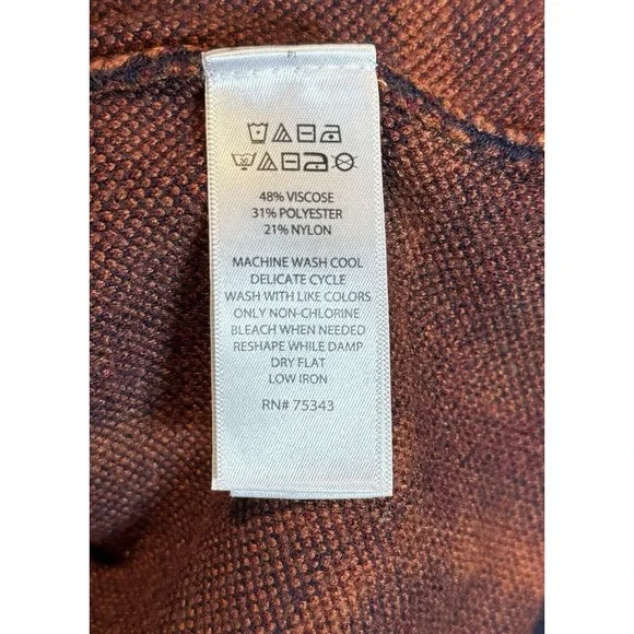 Max Studio Women's Top Sweater Short Sleeve Plaid Navy Multicolor Mock Neck Sz M - Picture 3 of 3